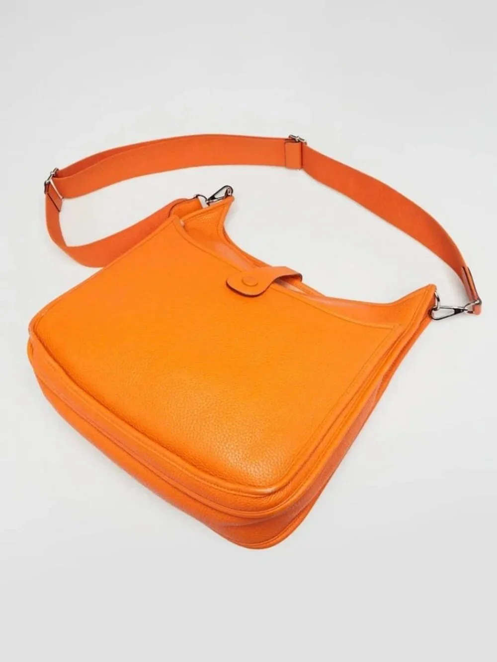 Hermes Orange Clemence Leather Evelyne GM III Bag